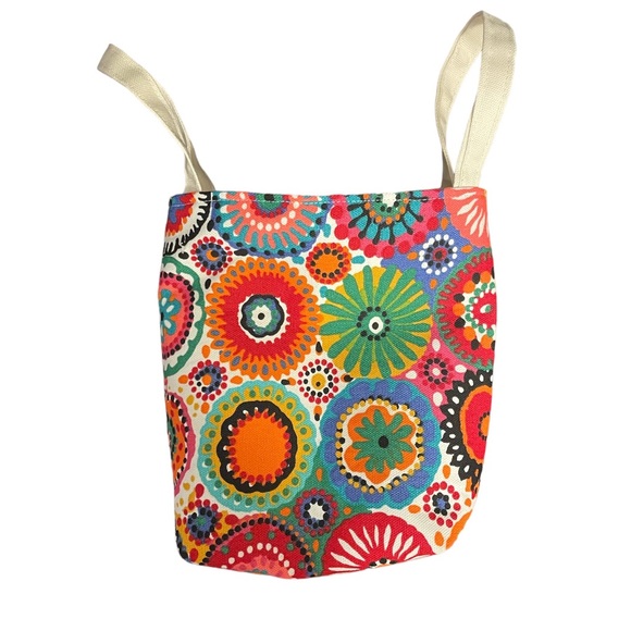 Unique small canvas bag. Multicolored. Approximate size is 7 1/2 H x 7 1/2” W - Picture 2 of 8